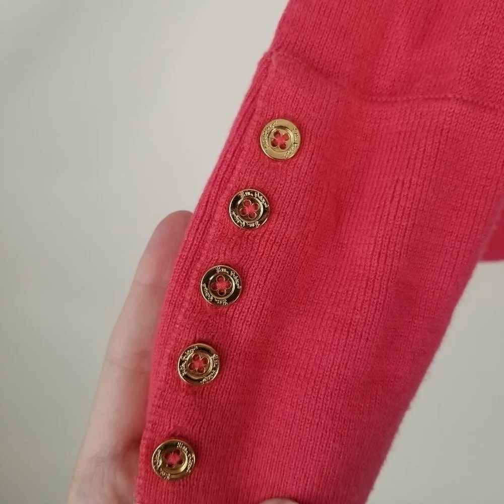 Lilly Pulitzer Pink Heart Print Wool Blend Long Sleeve Sweater Size XS - Picture 9 of 12